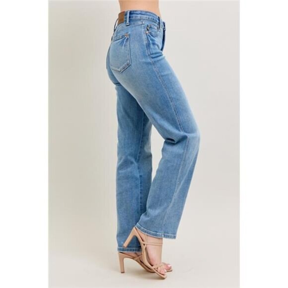 Judy Blue Full Size Tummy Control Vintage Wash Straight Jeans Plus Size - Picture 4 of 10